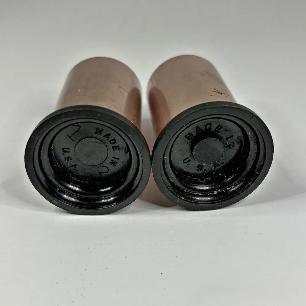 Aluminum Copper Salt Pepper Shakers Mid Century Modern Kitchen Decor 70s Vintage